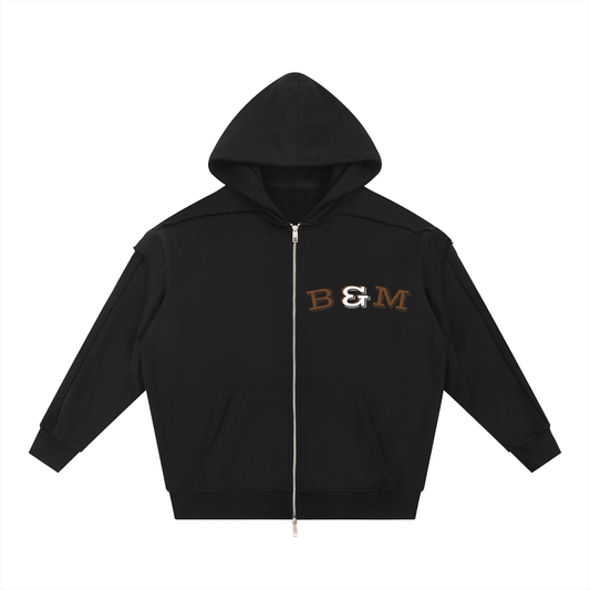 Unisex Athleisure Zip-Up Hoodie | Retro Contrast Panel Track Jacket for Winter Streetwear