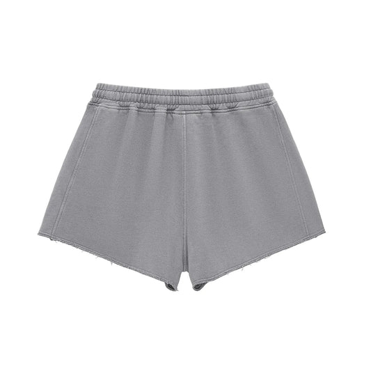 Snow Washed Raw Edge Drawstring Shorts - B&M