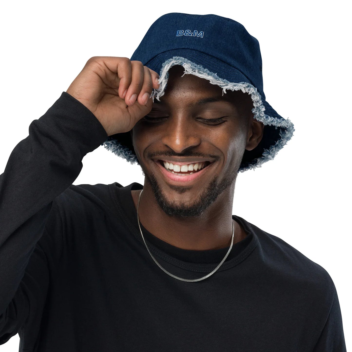Distressed denim bucket hat - B&M