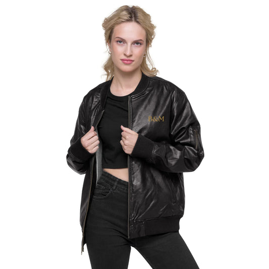 Leather Bomber Jacket - B&M