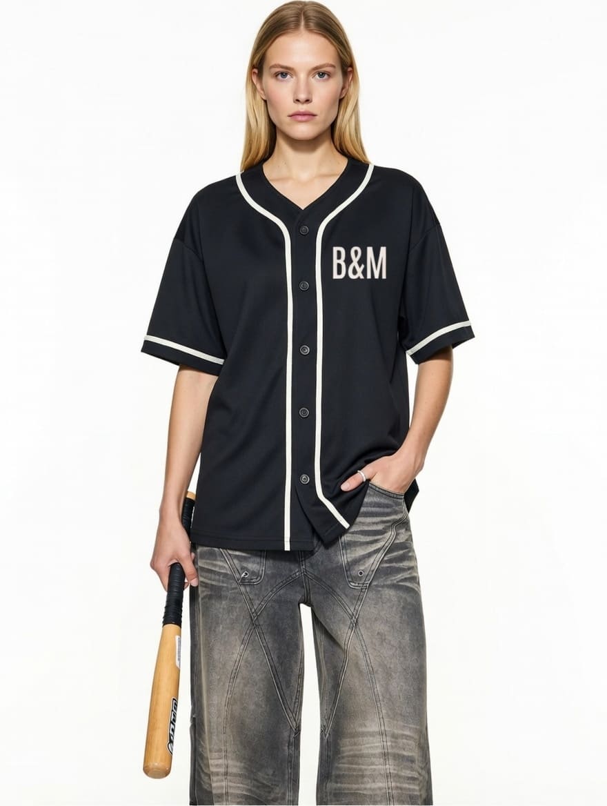 Women Bold & Modern Loose Button-Up Shirt – Cotton-Poly Blend, Short Sleeve (Copy)