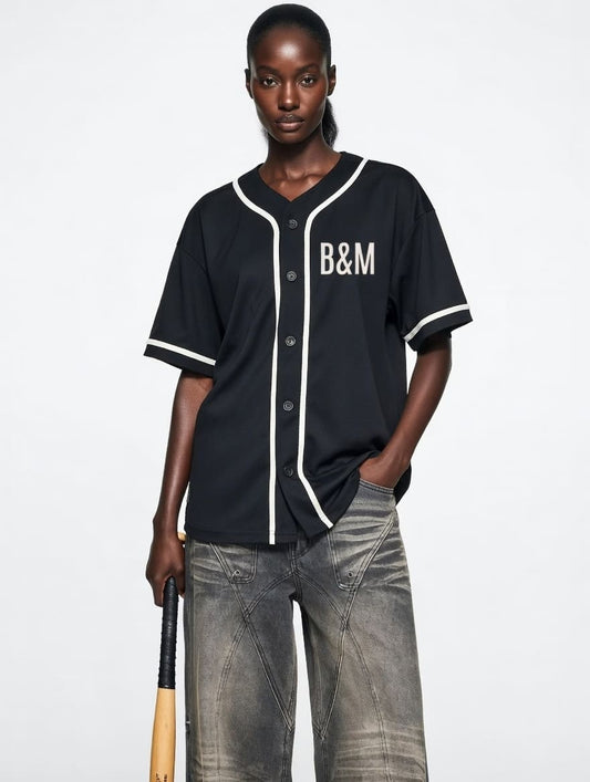 Women Bold & Modern Loose Button-Up Shirt – Cotton-Poly Blend, Short Sleeve (Copy)