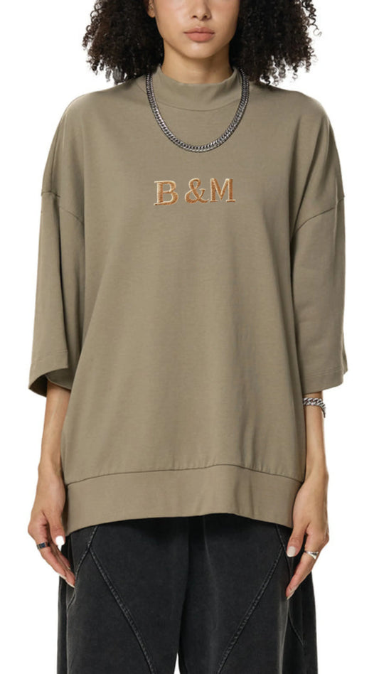 A heavyweight Oversized Mock Neck T-shirt - B&M