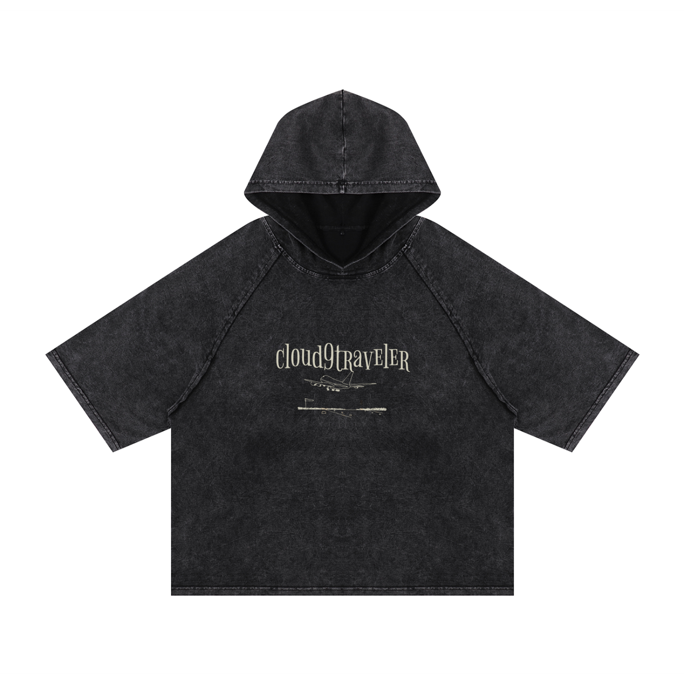 Snow Washed Hooded Boxy T-Shirt