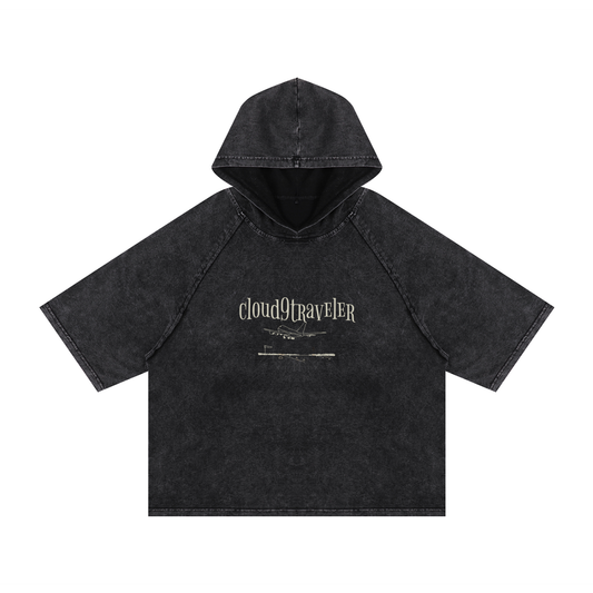 Snow Washed Hooded Boxy T-Shirt
