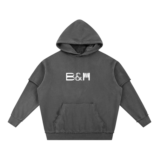 Snow Washed Raw Edge Double Layered Hoodie