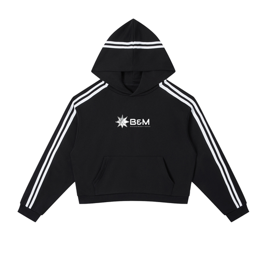 Contrast Side Stripe Cropped Hoodie