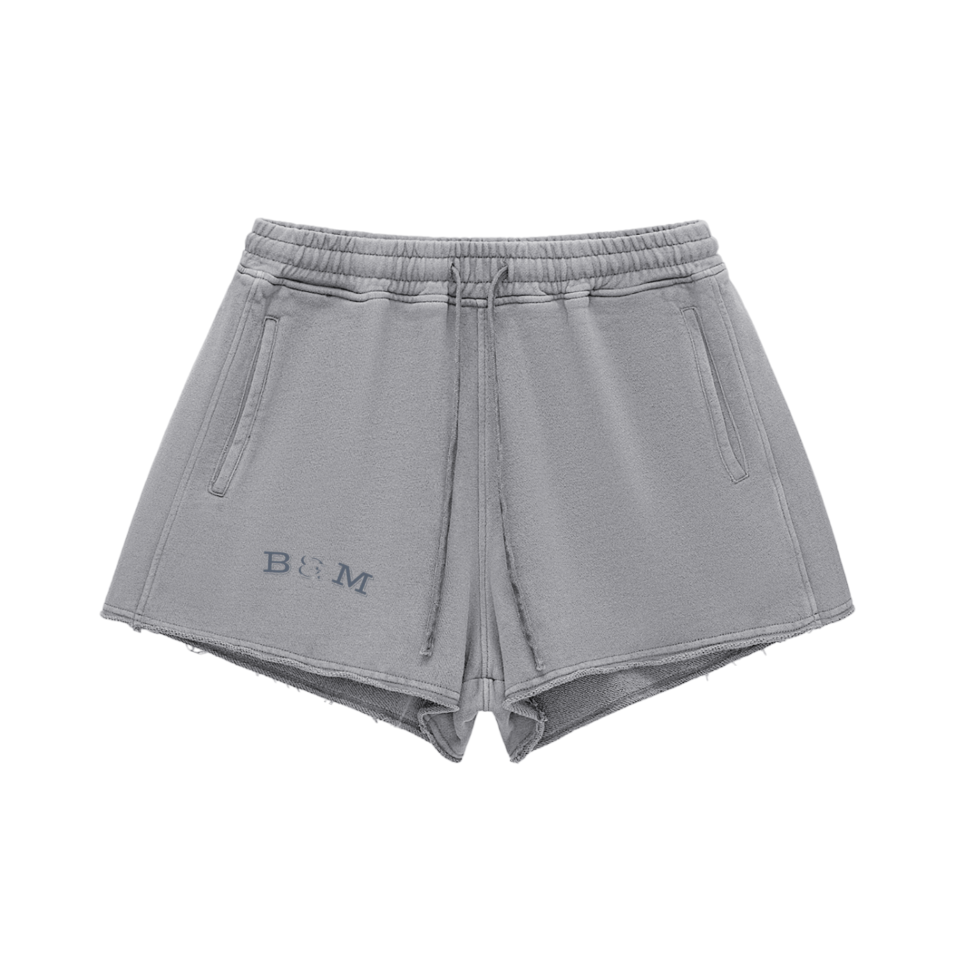 Snow Washed Raw Edge Drawstring Shorts