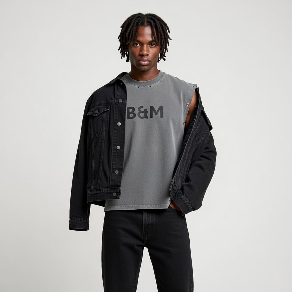 Eye focused, men’s sleeveless tank with distressed grommet details. Designed for comfort and style