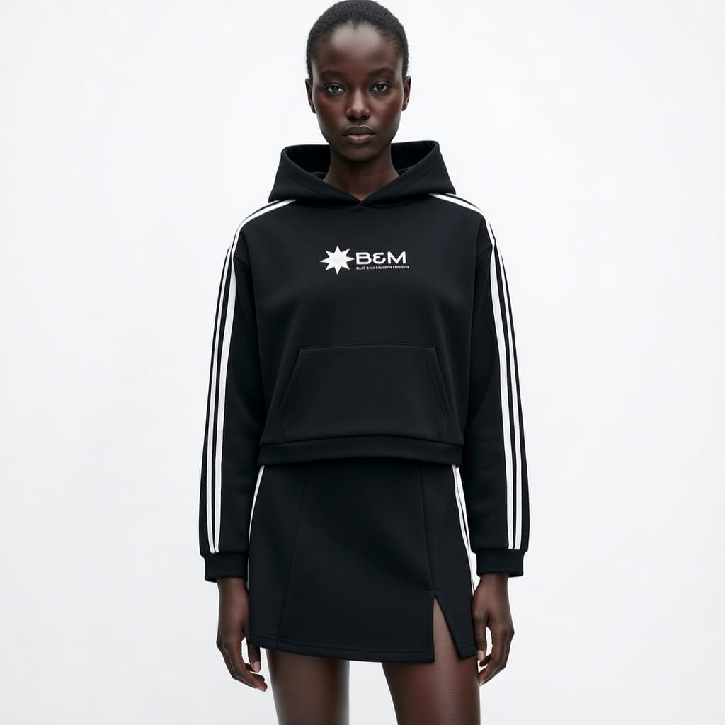 Contrast Side Stripe Cropped Hoodie