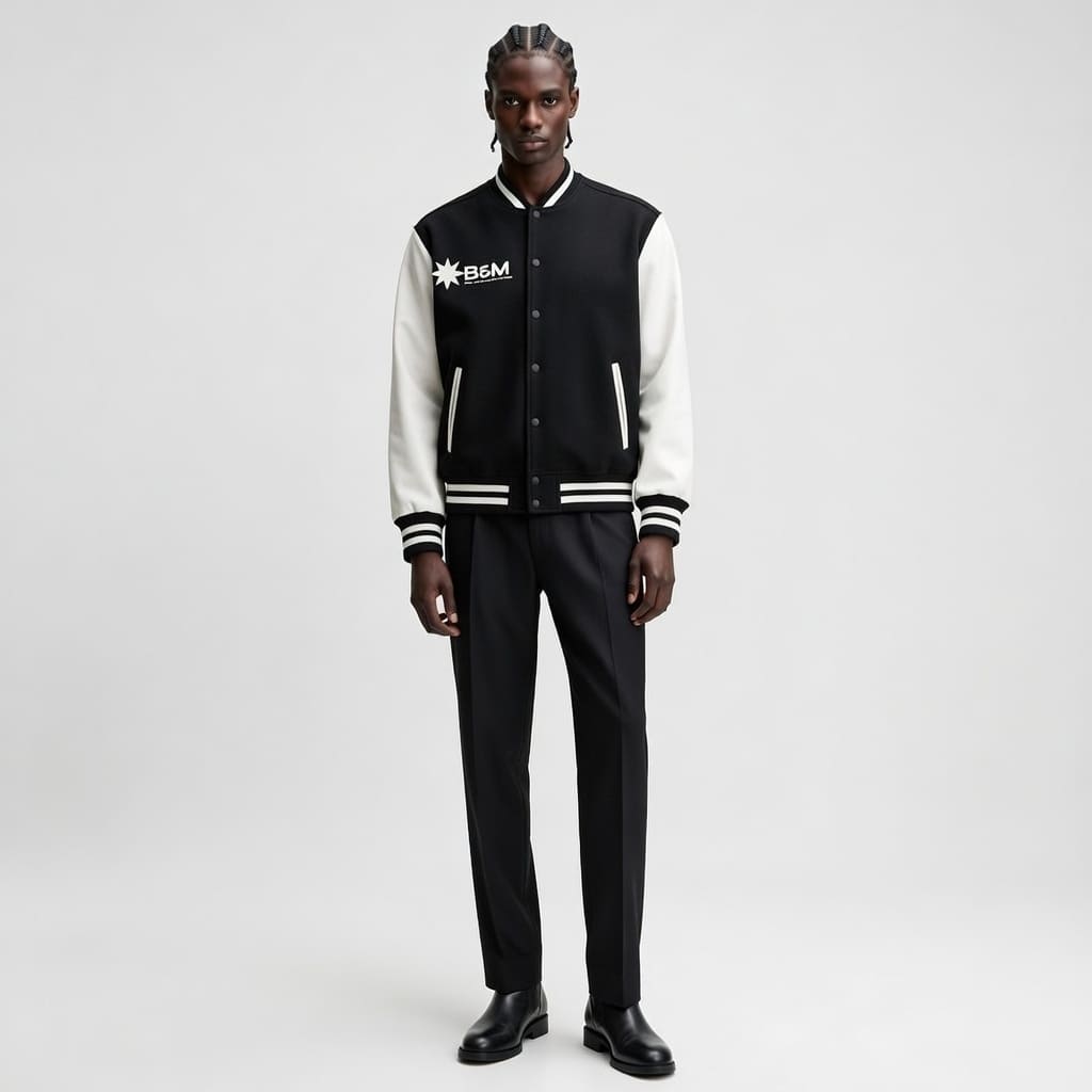 Two-Tone Fleeced Varsity Jacket