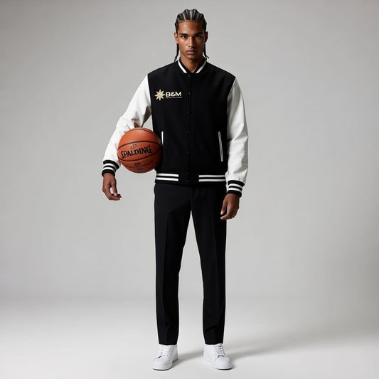 Two-Tone Fleeced Varsity Jacket