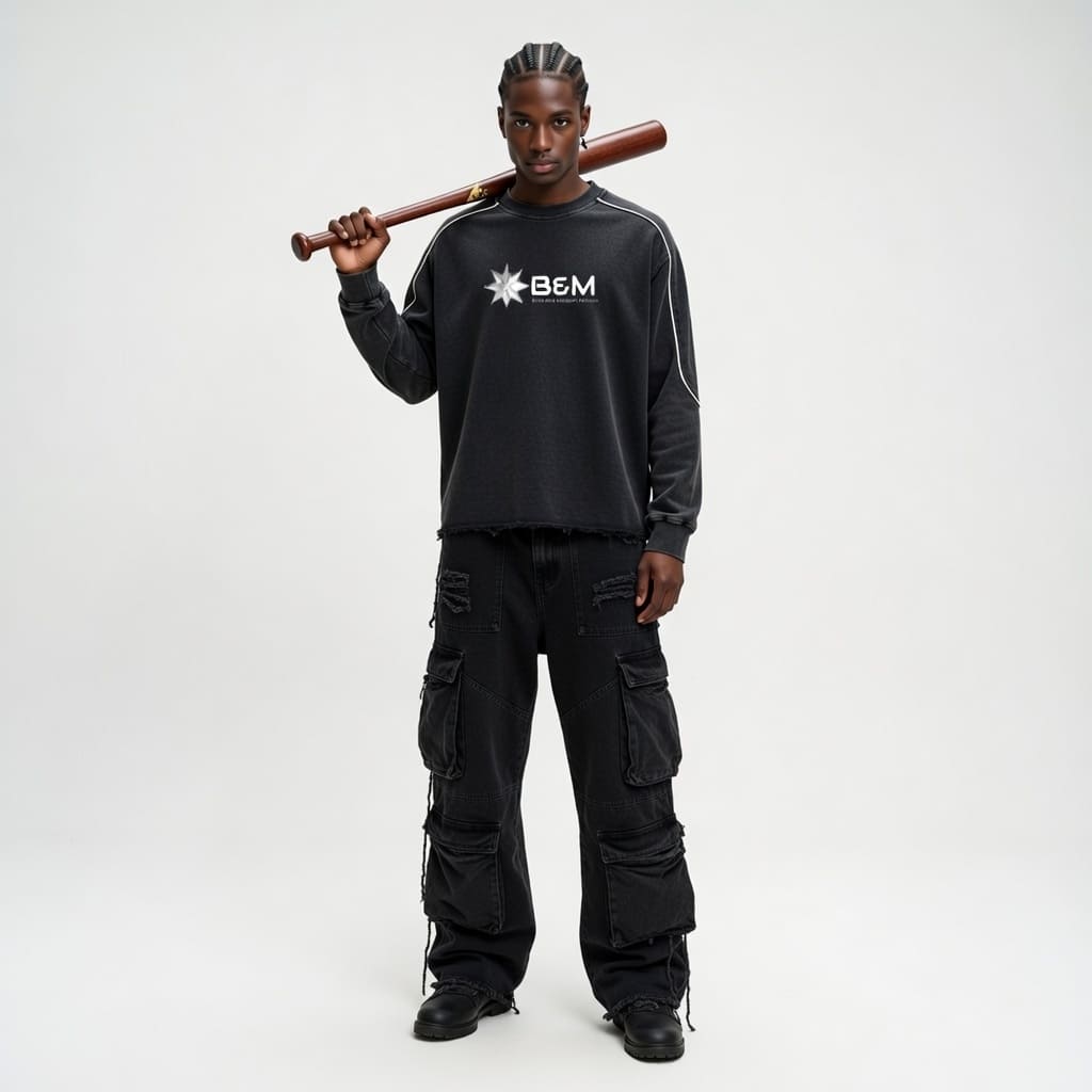 Vintage-Style Raw-Hem Sweatshirt