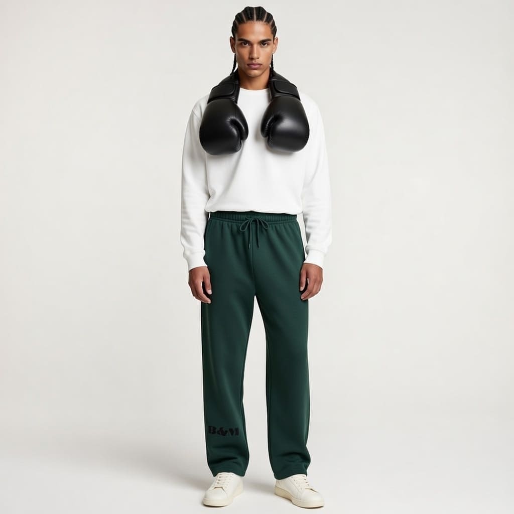 Solid Color Straight-Leg Sweatpants