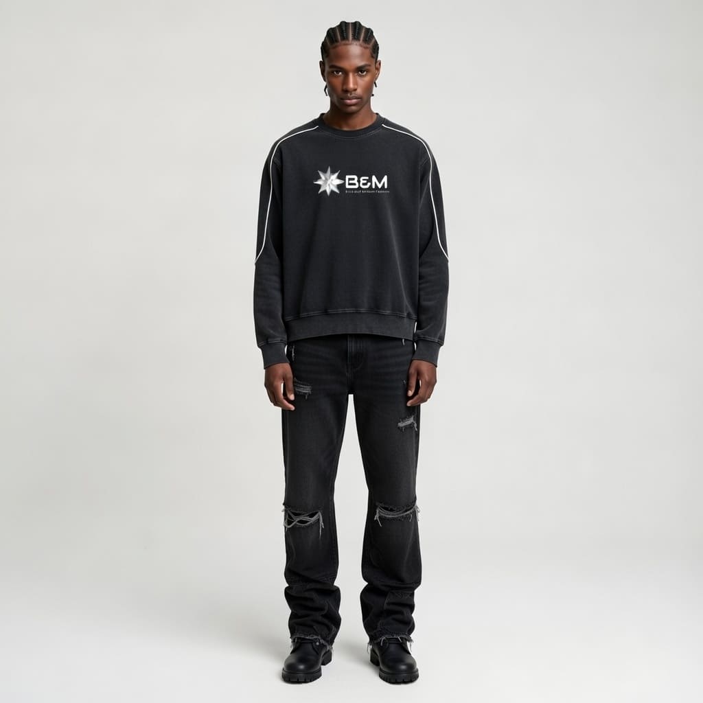 Vintage-Style Raw-Hem Sweatshirt