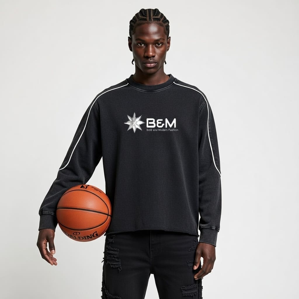 Vintage-Style Raw-Hem Sweatshirt