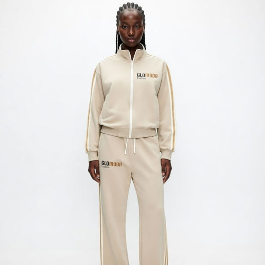 High-Neck Graphic Zip Jacket