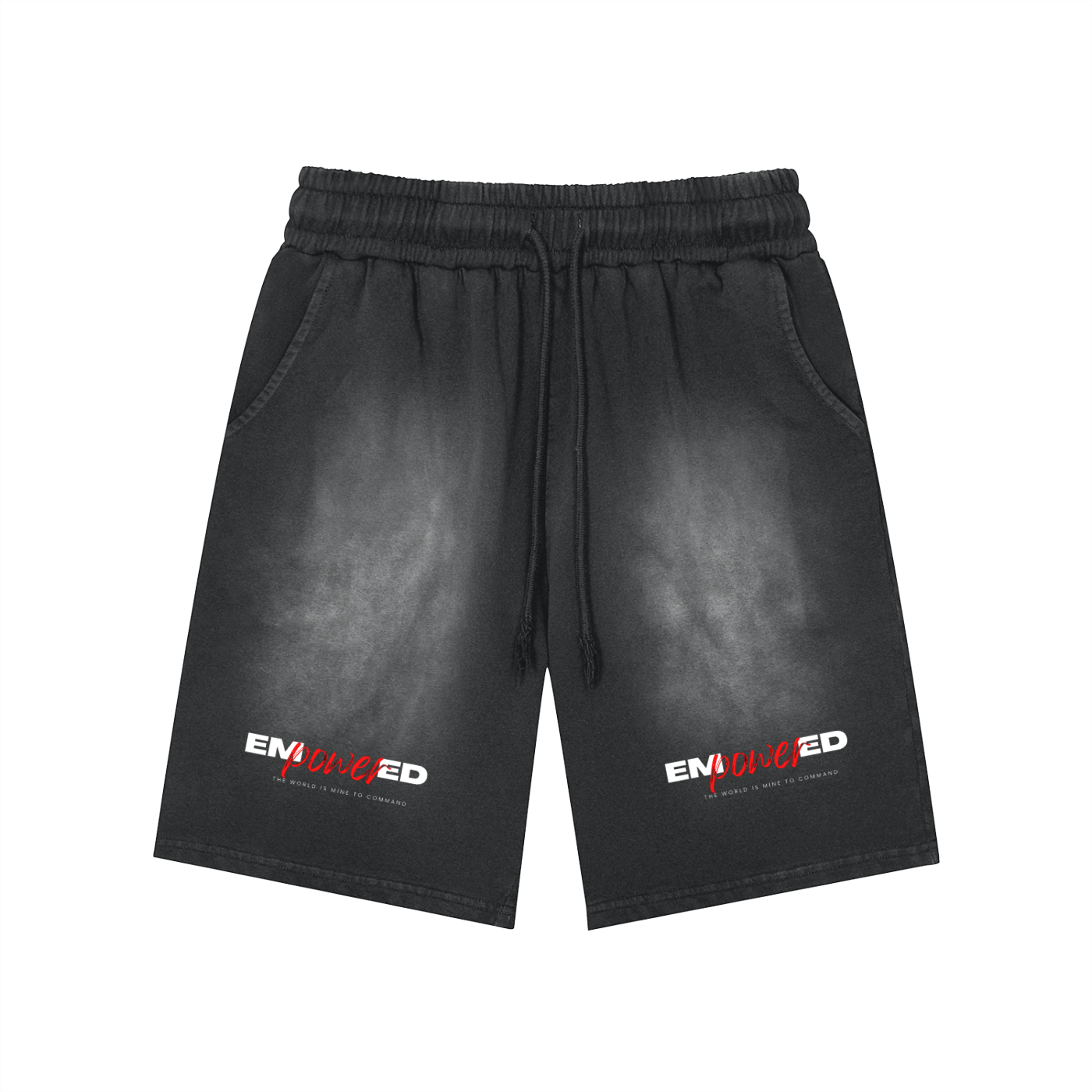 Rectangle Patch Monkey Washed Shorts  - 360 GSM