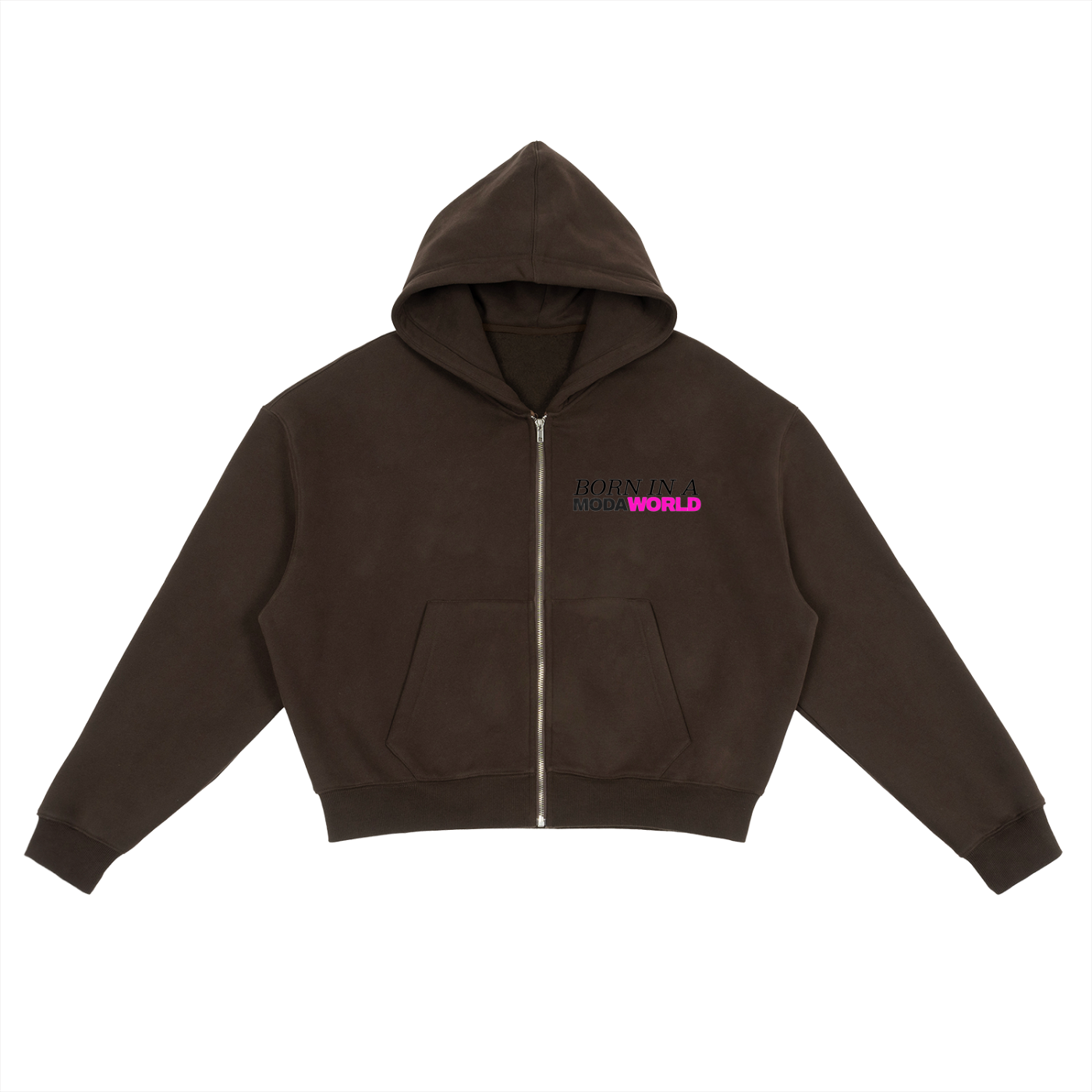 Fleece Zip-Up Boxy Hoodie