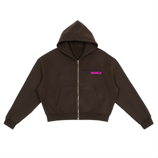Fleece Zip-Up Boxy Hoodie