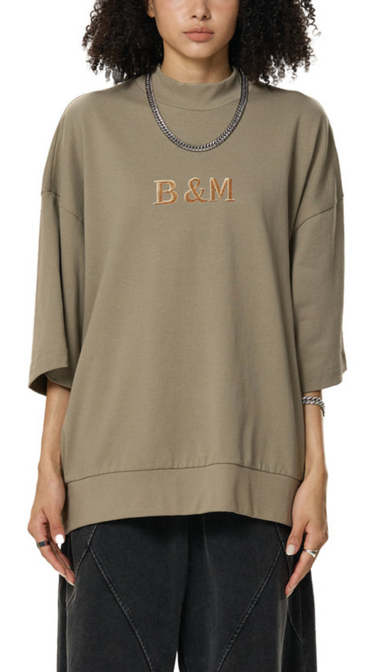 A heavyweight Oversized Mock Neck T-shirt
