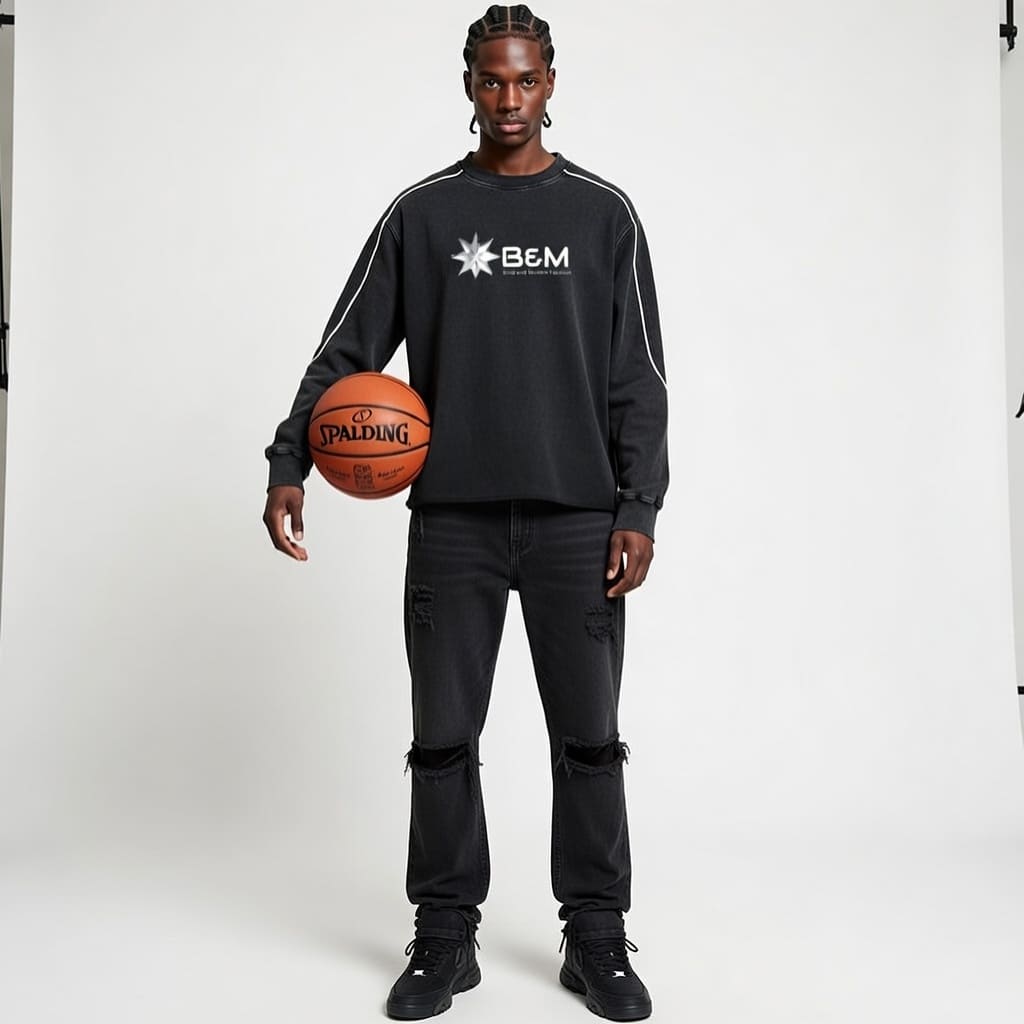 Vintage-Style Raw-Hem Sweatshirt