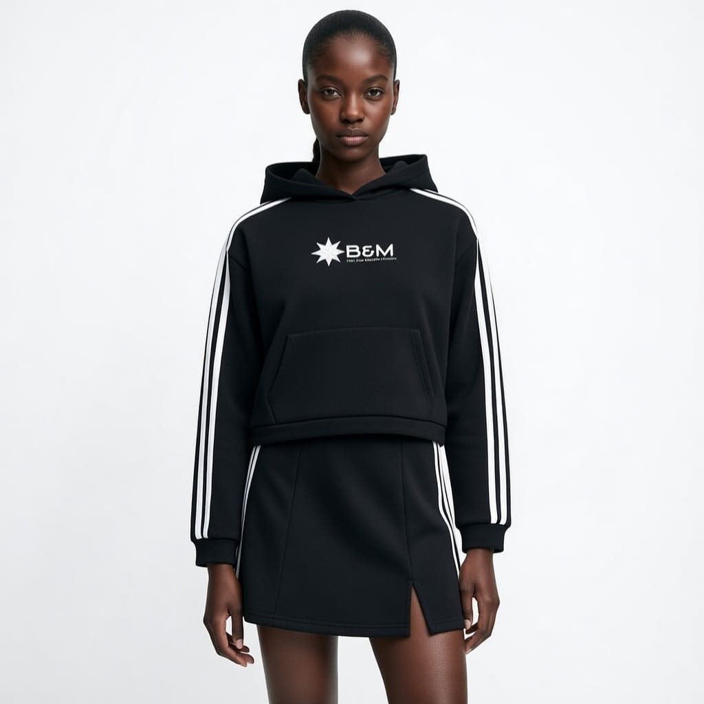 Contrast Side Stripe Slit Skirt